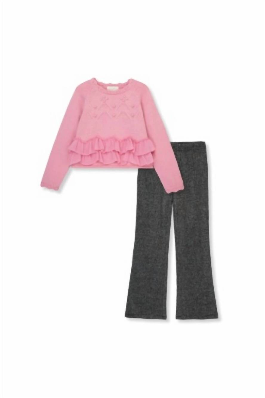 NEW PEEK AREN'T YOU CURIOUS kid's crinkle ruffles pants set in rose